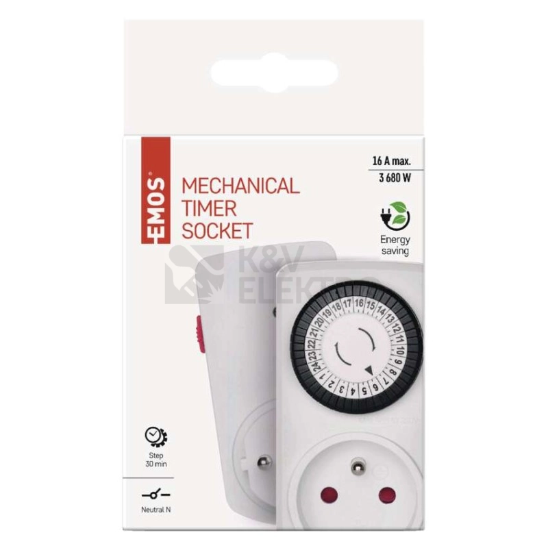Obrázek produktu Časovač mechanická spínací zásuvka 15FD/3A EMOS P5504 5