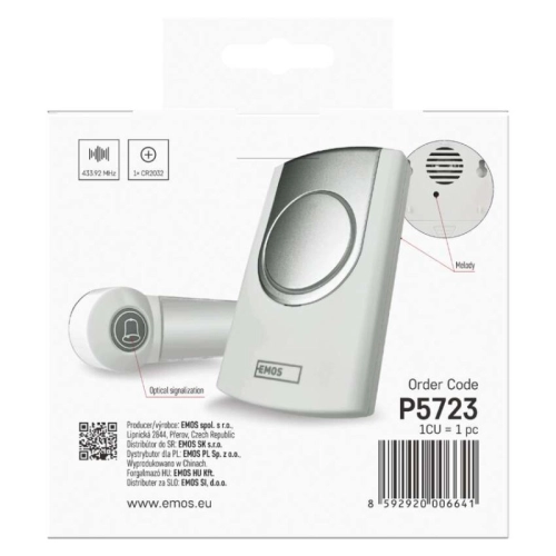 Domovní bezdrátový zvonek 98098 EMOS P5723 (obrázek 7)