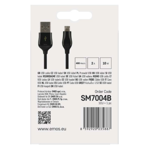 USB kabel EMOS 2.0 A/M - micro B/M 1m černý, Quick Charge SM7004B (obrázek 5)