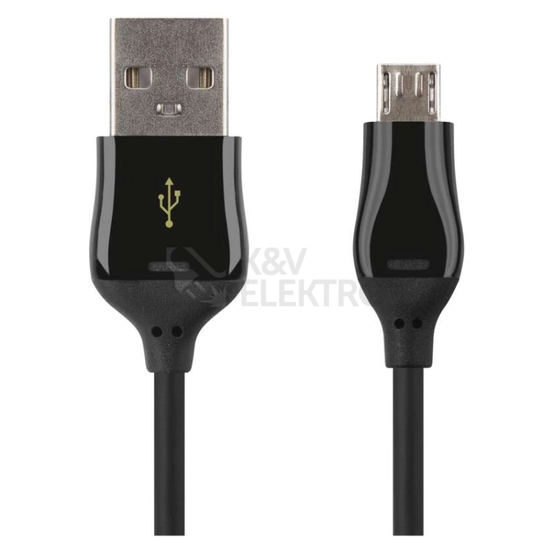 Obrázek produktu USB kabel EMOS 2.0 A/M - micro B/M 1m černý, Quick Charge SM7004B 2