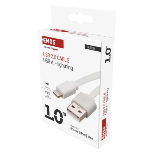 Kabel USB/Lightning iPhone EMOS SM7013W 2.0 A/M - i16P/M 1m bílý (obrázek 7)