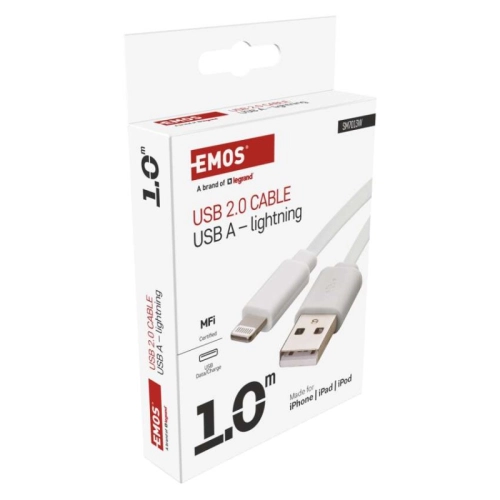Kabel USB/Lightning iPhone EMOS SM7013W 2.0 A/M - i16P/M 1m bílý (obrázek 8)