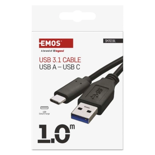 Kabel USB-C EMOS 3.0 A/M - USB 3.1 C/M 1m černý SM7021BL (obrázek 7)