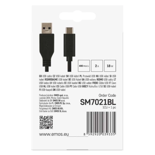 Kabel USB-C EMOS 3.0 A/M - USB 3.1 C/M 1m černý SM7021BL (obrázek 8)
