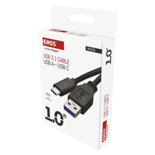 Kabel USB-C EMOS 3.0 A/M - USB 3.1 C/M 1m černý SM7021BL (obrázek 9)