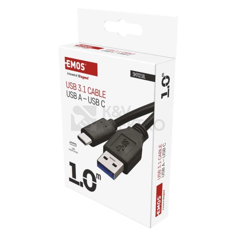 Obrázek produktu Kabel USB-C EMOS 3.0 A/M - USB 3.1 C/M 1m černý SM7021BL 8