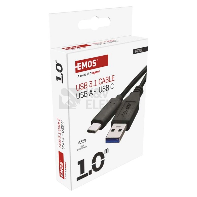 Obrázek produktu Kabel USB-C EMOS 3.0 A/M - USB 3.1 C/M 1m černý SM7021BL 9
