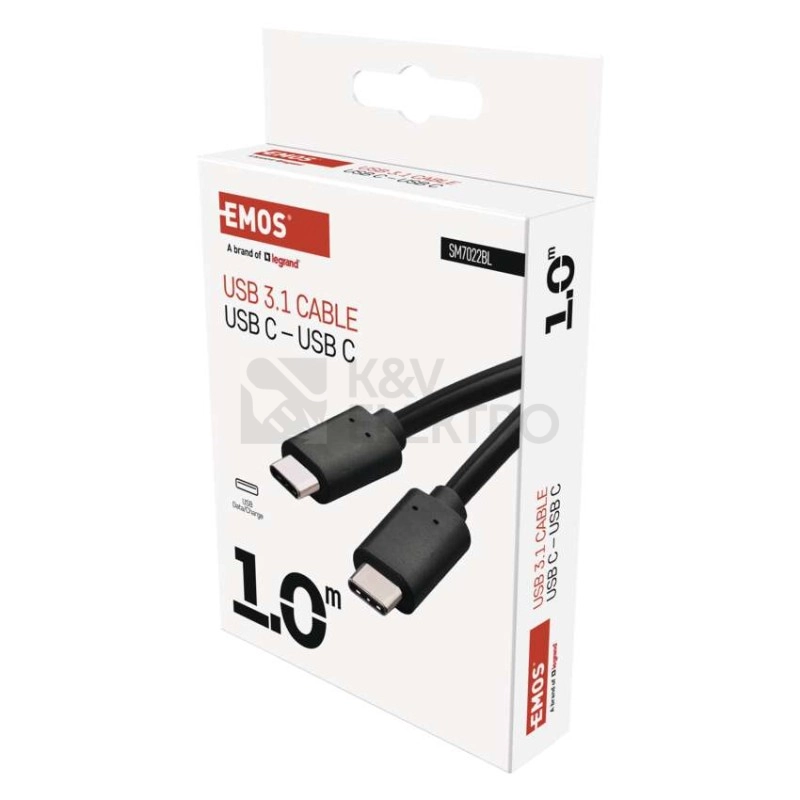 Obrázek produktu Kabel USB-C EMOS 3.1 C/M - USB 3.1 C/M 1m černý SM7022BL 3