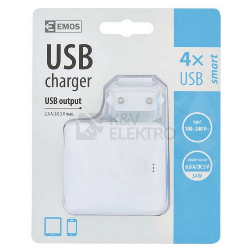 Obrázek produktu   Nabíječka USB EMOS V0117 2,4A 4xUSB bílá 8