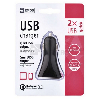 Obrázek produktu Univerzální USB adaptér EMOS do auta 3A (28,5W) max. V0213 7