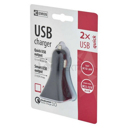 Obrázek produktu Univerzální USB adaptér EMOS do auta 3A (28,5W) max. V0213 8
