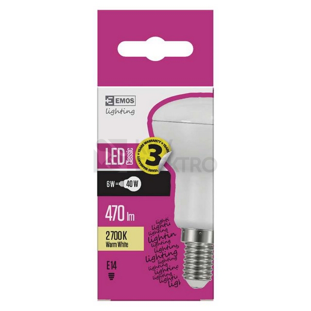 Obrázek produktu LED žárovka E14 EMOS Classic R50 4W (39W) teplá bílá (2700K) ZQ7220 1