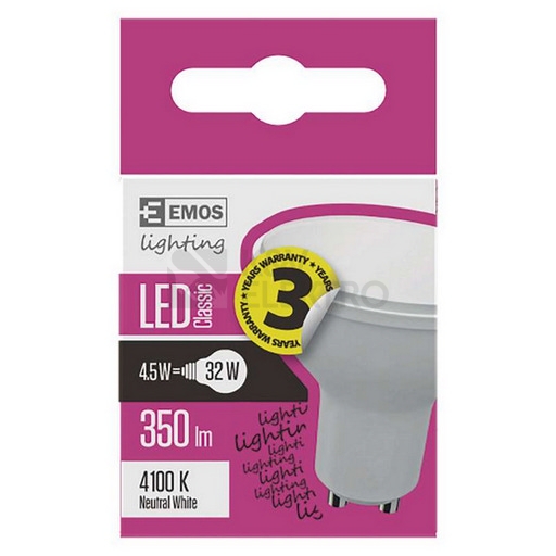 Obrázek produktu  Emos LED žárovka ZQ8341 LED žárovka Classic MR16 4,5W GU10 neutrální bílá 3