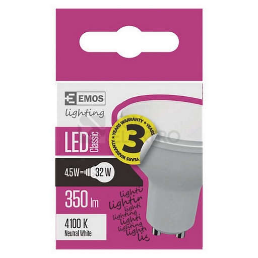 Obrázek produktu Emos LED žárovka ZQ8341 LED žárovka Classic MR16 4,5W GU10 neutrální bílá 3