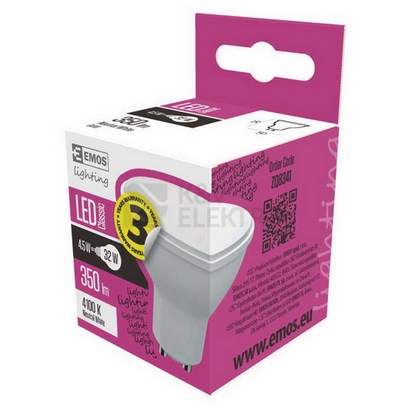 Obrázek produktu Emos LED žárovka ZQ8341 LED žárovka Classic MR16 4,5W GU10 neutrální bílá 4