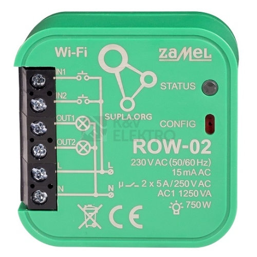  Wi-Fi spínací relé Zamel Supla ROW-02 do krabice