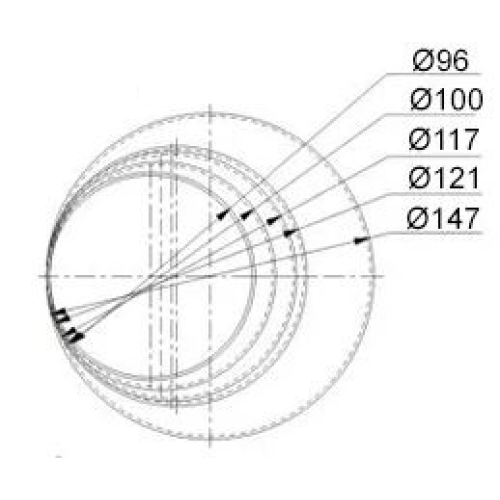 Vícestupňová redukce na ventilační potrubí D/REW 147/121/117/100/96 14848