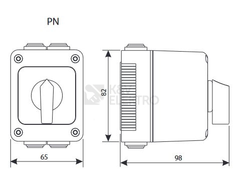Obrázek produktu Vačkový spínač ETI CS 25 10 PN 25A/3P 0/1 černá páčka 004773165 2