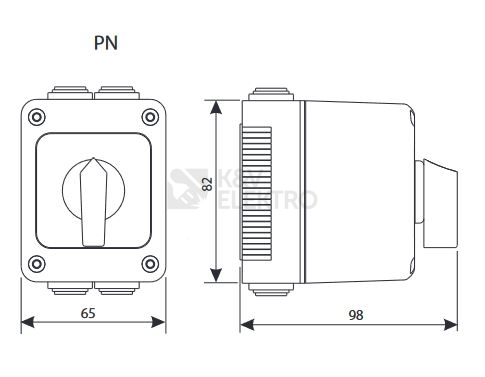 Obrázek produktu Vačkový spínač ETI CS 25 10 PN 25A/3P 0/1 černá páčka 004773165 2