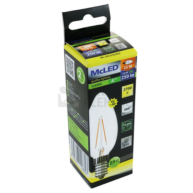 Obrázek produktu LED žárovka E14 McLED 2,8W (25W) teplá bílá (2700K) svíčka ML-323.018.94.0 3