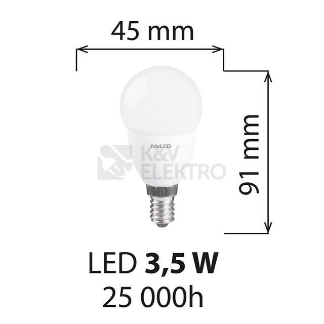 Obrázek produktu LED žárovka E14 McLED 3,5W (25W) neutrální bílá (4000K) ML-324.015.99.0 4