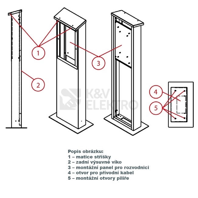 Obrázek produktu Pilíř pro zásuvkové rozvodnice SCAME 659.ST5040-BL nerez 3