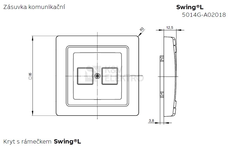 Obrázek produktu ABB Swing (L) kryt datové zásuvky jasně bílá 5014G-A02018 B1 2