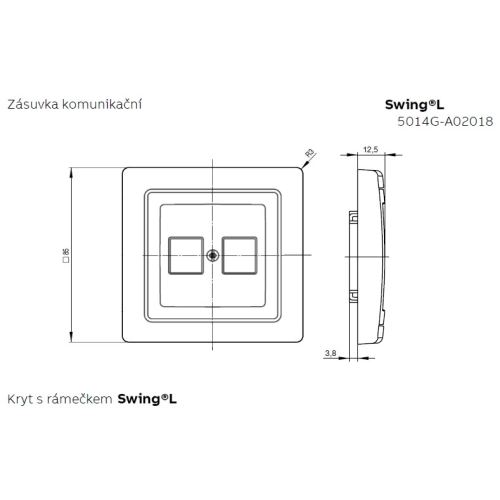 ABB Swing (L) kryt datové zásuvky světle šedá 5014G-A02018 S1 (obrázek 3)