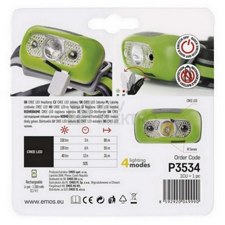 Obrázek produktu LED čelovka EMOS P3534 nabíjecí 1200mAh 1xCREE LED 8