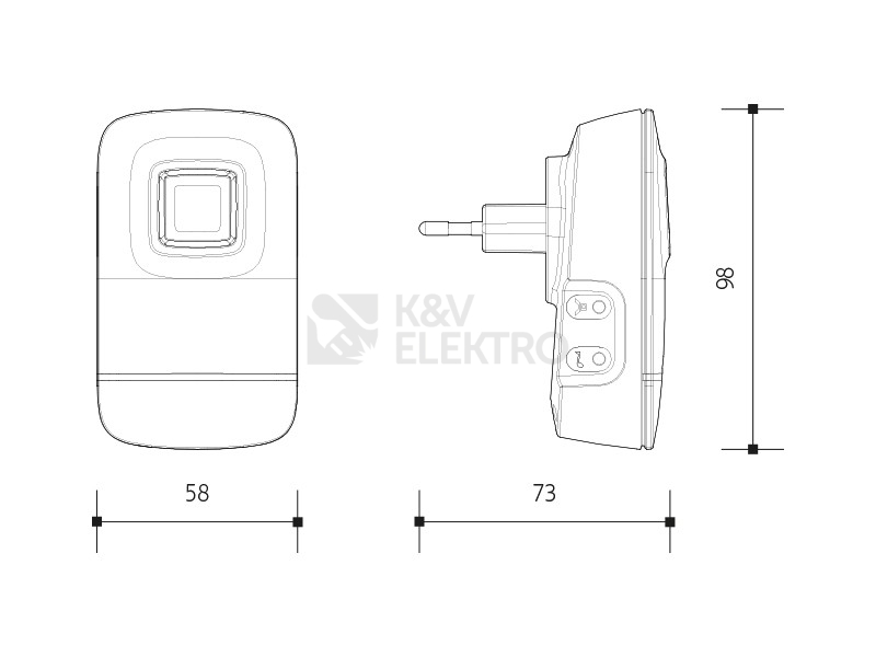 Obrázek produktu Bezdrátový domovní zvonek do zásuvky Panlux PIEZO BELL PN75000004 2