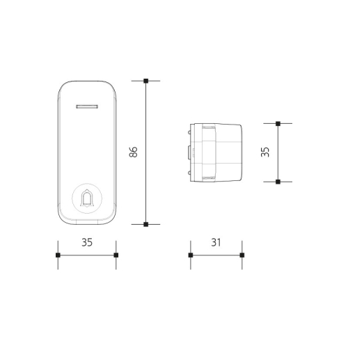 Přídavné bezdrátové tlačítko pro domovní zvonky Panlux PIEZO BELL PN75000006