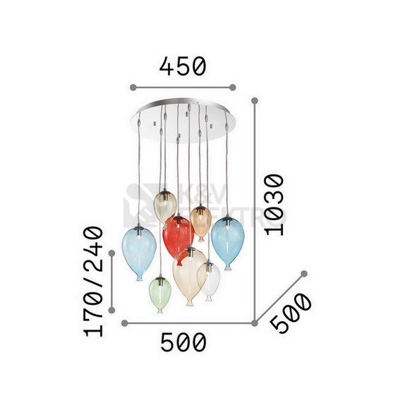 Obrázek produktu Dětské závěsné svítidlo Ideal LUX Clown 8x40W G9 100944 1