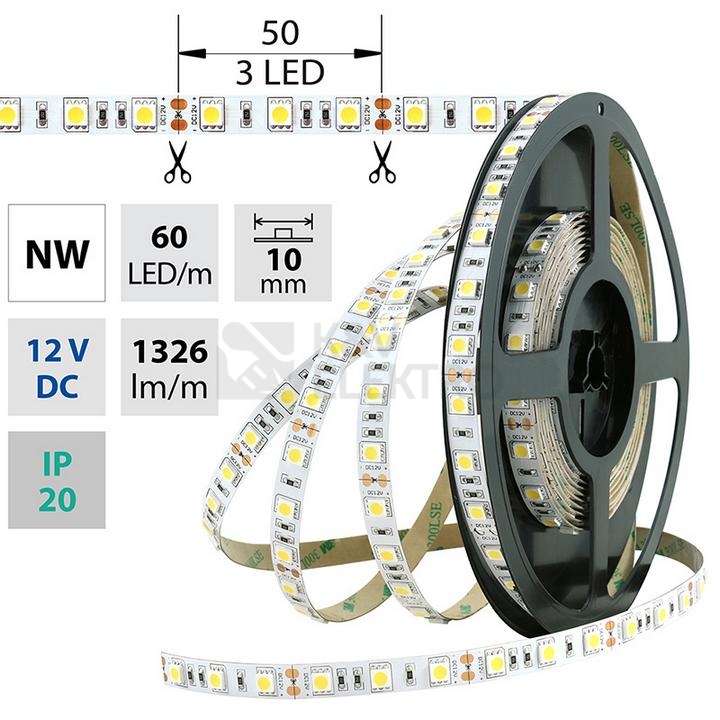 Obrázek produktu LED pásek McLED 12V neutrální bílá š=10mm IP20 14,4W/m 60LED/m SMD5050 ML-121.665.60.2 0
