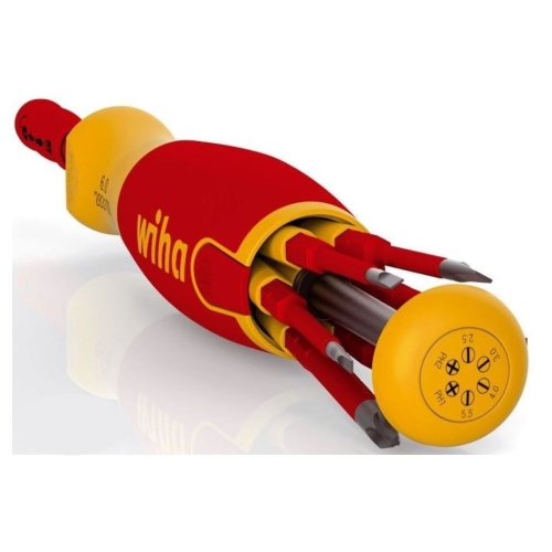 Šroubovák elektrikářský VDE 1000V Wiha 38611 se zásobníkem 6ti nástavců slimBit