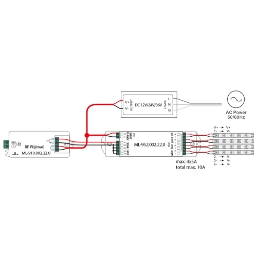 RF přijímač stmívač McLED 1x8A 12-36V ML-910.002.22.0 (obrázek 6)