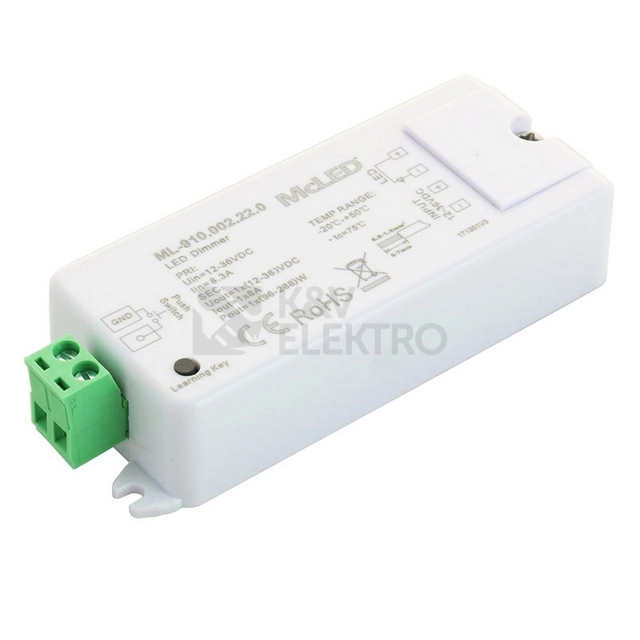 Obrázek produktu RF přijímač stmívač McLED 1x8A 12-36V ML-910.002.22.0 0