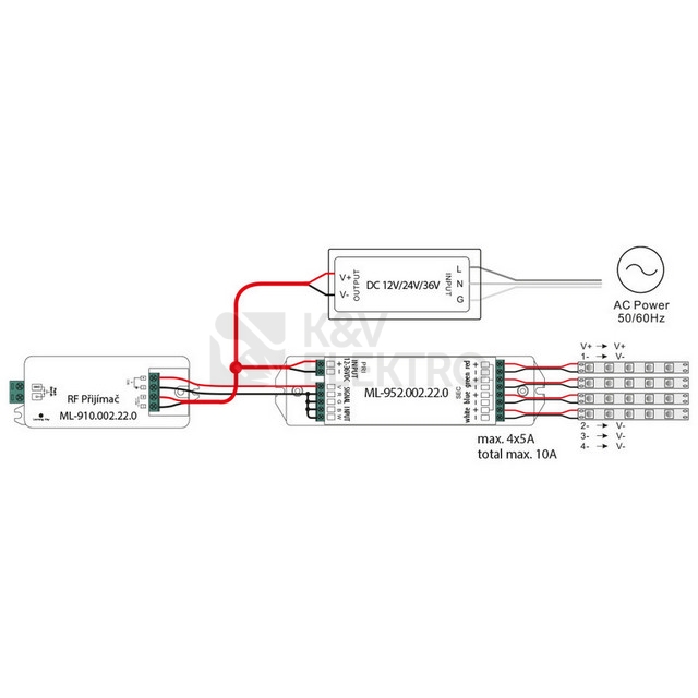 Obrázek produktu  RF přijímač stmívač McLED 1x8A 12-36V ML-910.002.22.0 1