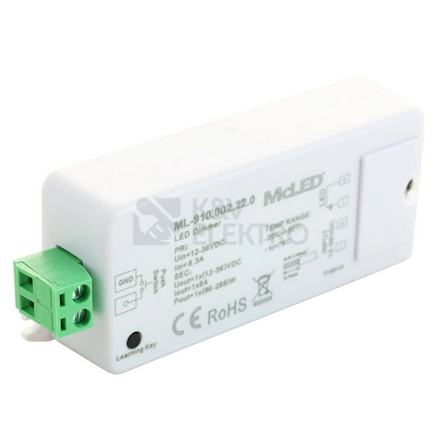 Obrázek produktu RF přijímač stmívač McLED 1x8A 12-36V ML-910.002.22.0 2