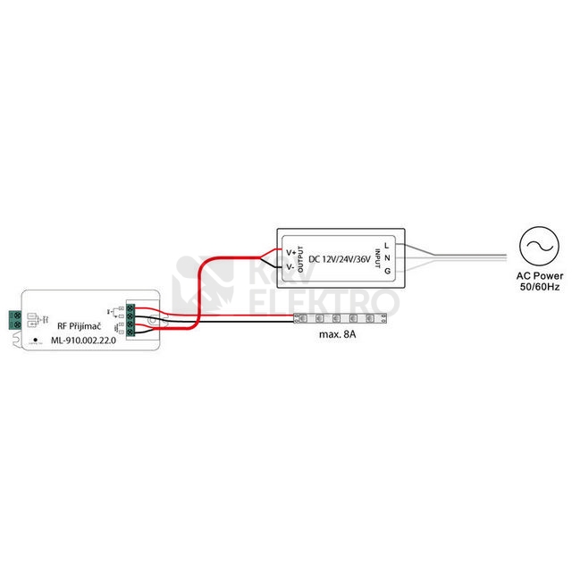Obrázek produktu  RF přijímač stmívač McLED 1x8A 12-36V ML-910.002.22.0 7
