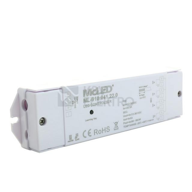 Obrázek produktu RF přijímač McLED řízení jasu CCT RGBW 4 kanály 4x5A 12-36V ML-910.041.22.0 8