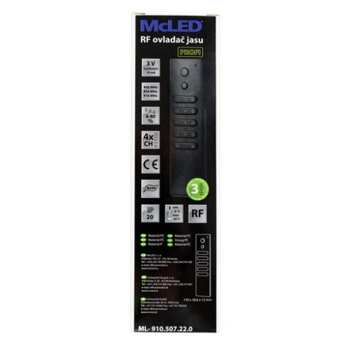 RF ovladač McLED Slim řízení jasu 4 kanály ML-910.507.22.0 (obrázek 8)