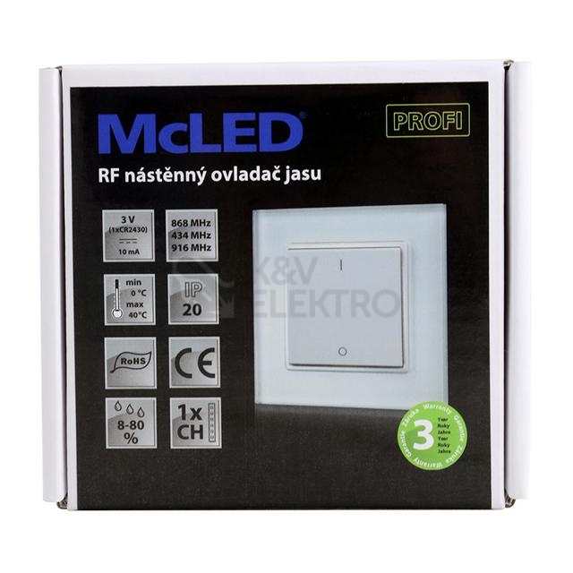 Obrázek produktu RF nástěnný ovladač McLED řízení jasu 1 kanál ML-910.601.22.0 3