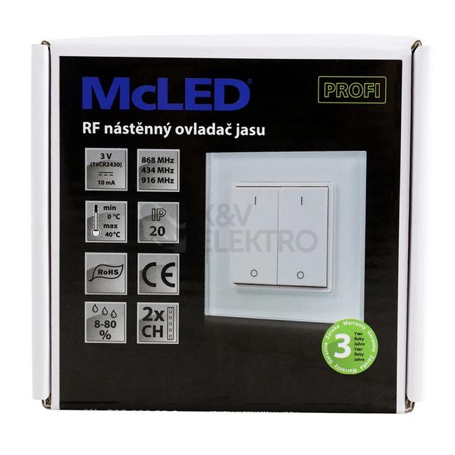 Obrázek produktu RF nástěnný ovladač McLED řízení jasu 2 kanály ML-910.602.22.0 3