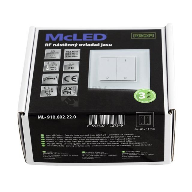 Obrázek produktu RF nástěnný ovladač McLED řízení jasu 2 kanály ML-910.602.22.0 4