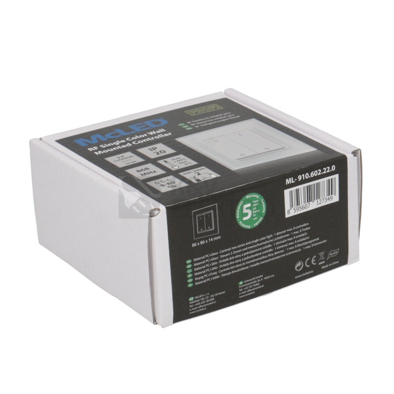Obrázek produktu RF nástěnný ovladač McLED řízení jasu 2 kanály ML-910.602.22.0 5