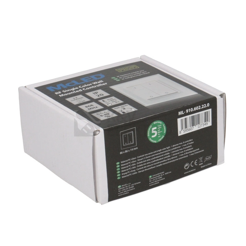 Obrázek produktu RF nástěnný ovladač McLED řízení jasu 2 kanály ML-910.602.22.0 5