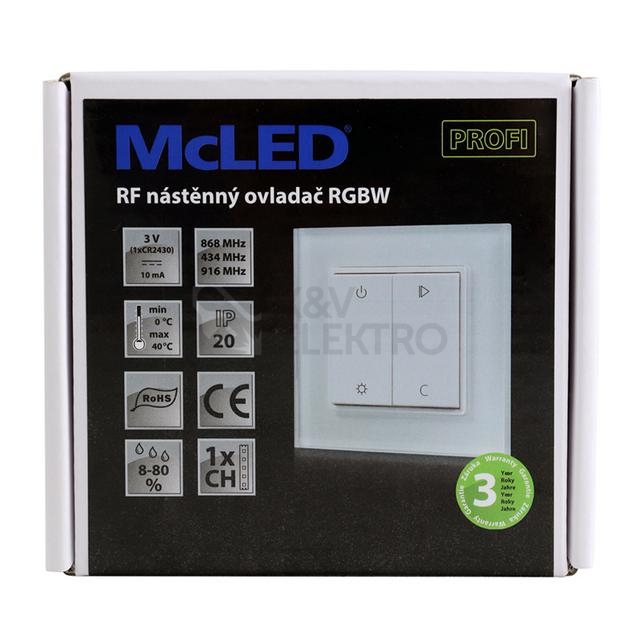 Obrázek produktu RF nástěnný ovladač McLED RGBW 1 kanál ML-910.631.22.0 4