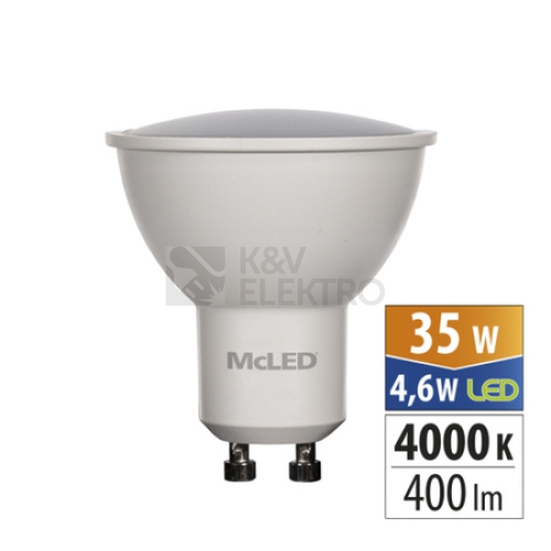  LED žárovka GU10 McLED 4,6W (35W) neutrální bílá (4000K), reflektor 100° ML-312.149.87.0