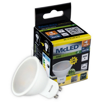 Obrázek produktu  LED žárovka GU10 McLED 4,6W (35W) neutrální bílá (4000K), reflektor 100° ML-312.149.87.0 2