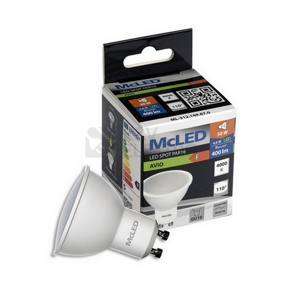 Obrázek produktu  LED žárovka GU10 McLED 4,6W (35W) neutrální bílá (4000K), reflektor 100° ML-312.149.87.0 4